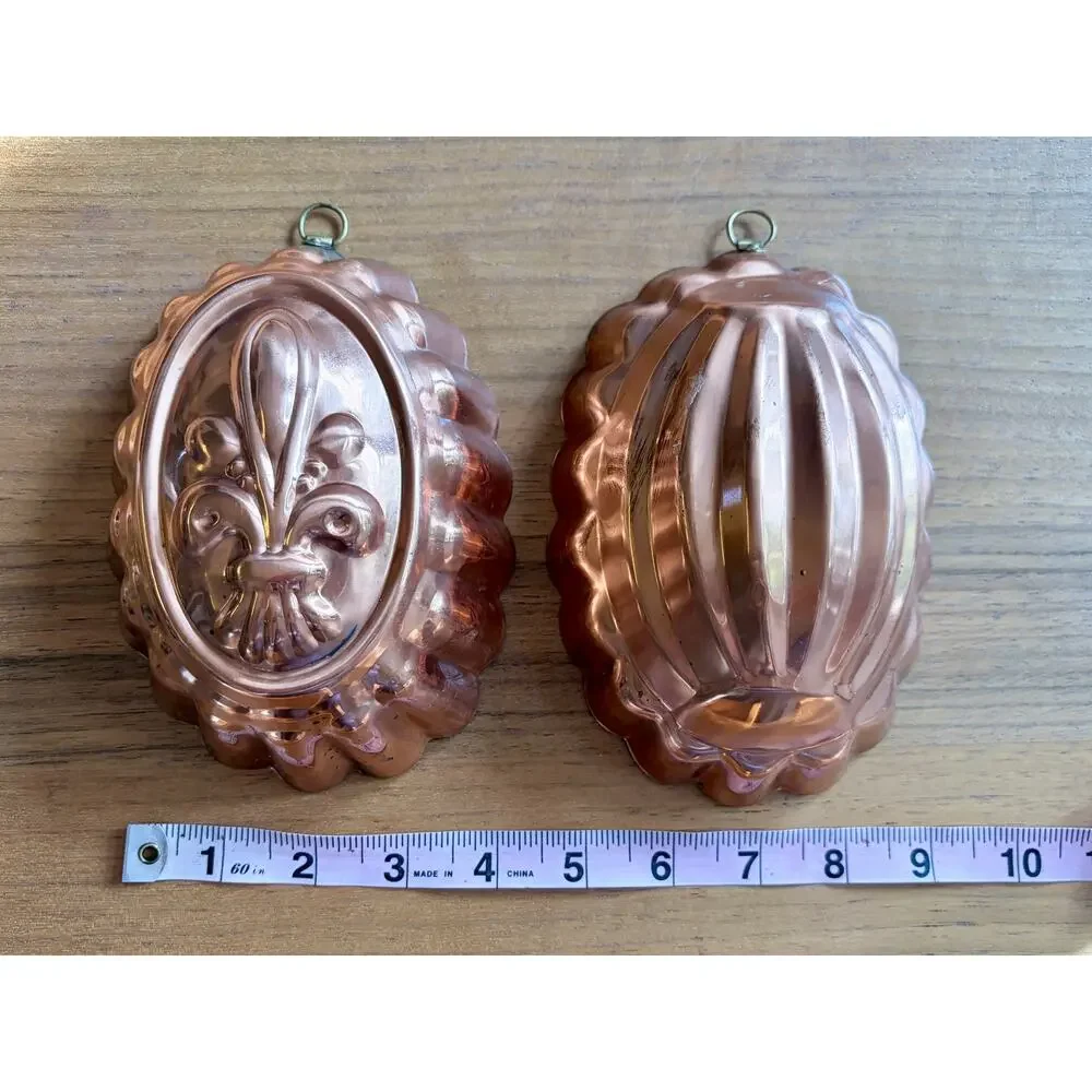 Vintage Copper Cake Tins Retro Mold Set Tagus Portugal Kitchen Mold Wall Decor